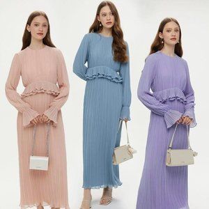 Pink long sleeve maxi dress abaya